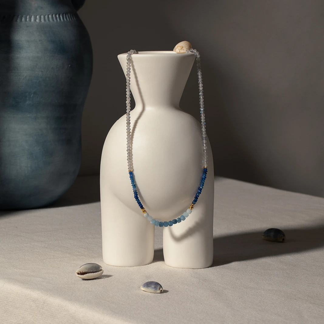 坠链均925银 【海蓝项链】925银镀18k金  三层厚镀 防掉色