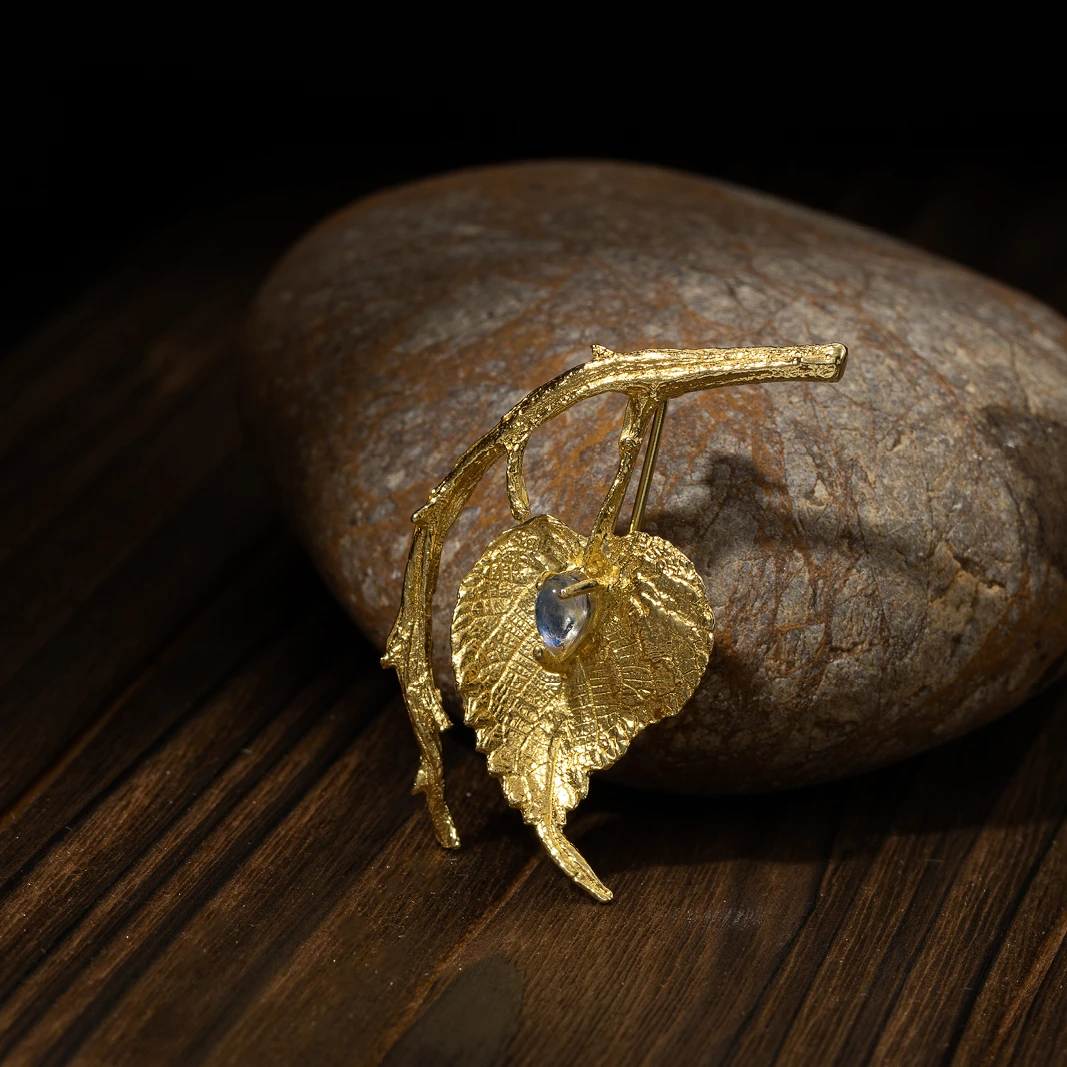 925银胸针 【垂藤胸针】925银镀金 三层厚镀 防掉色