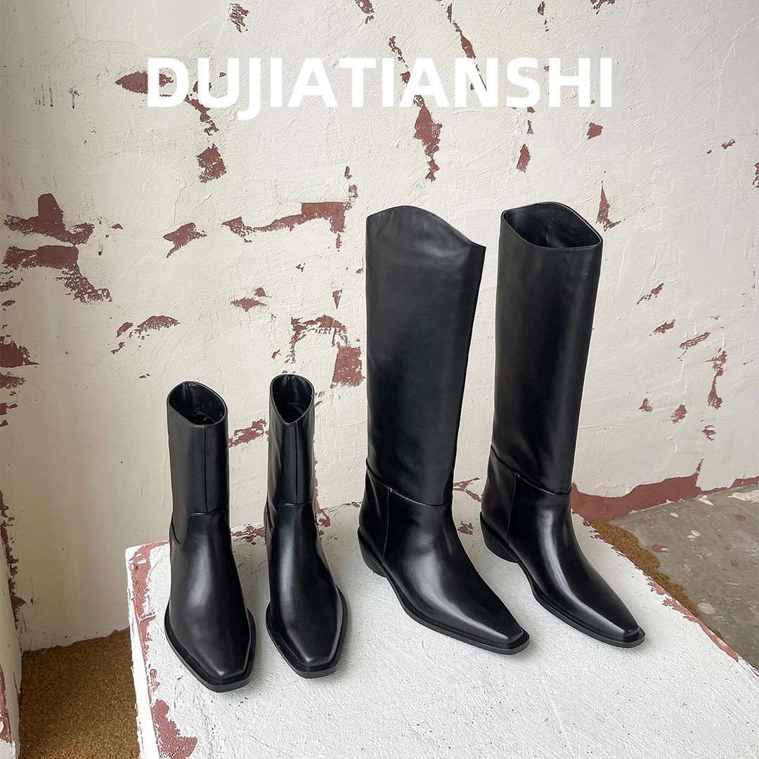 MS-790/法式小众英伦风靴子秋冬新款推荐网红直筒宽筒高筒长筒靴