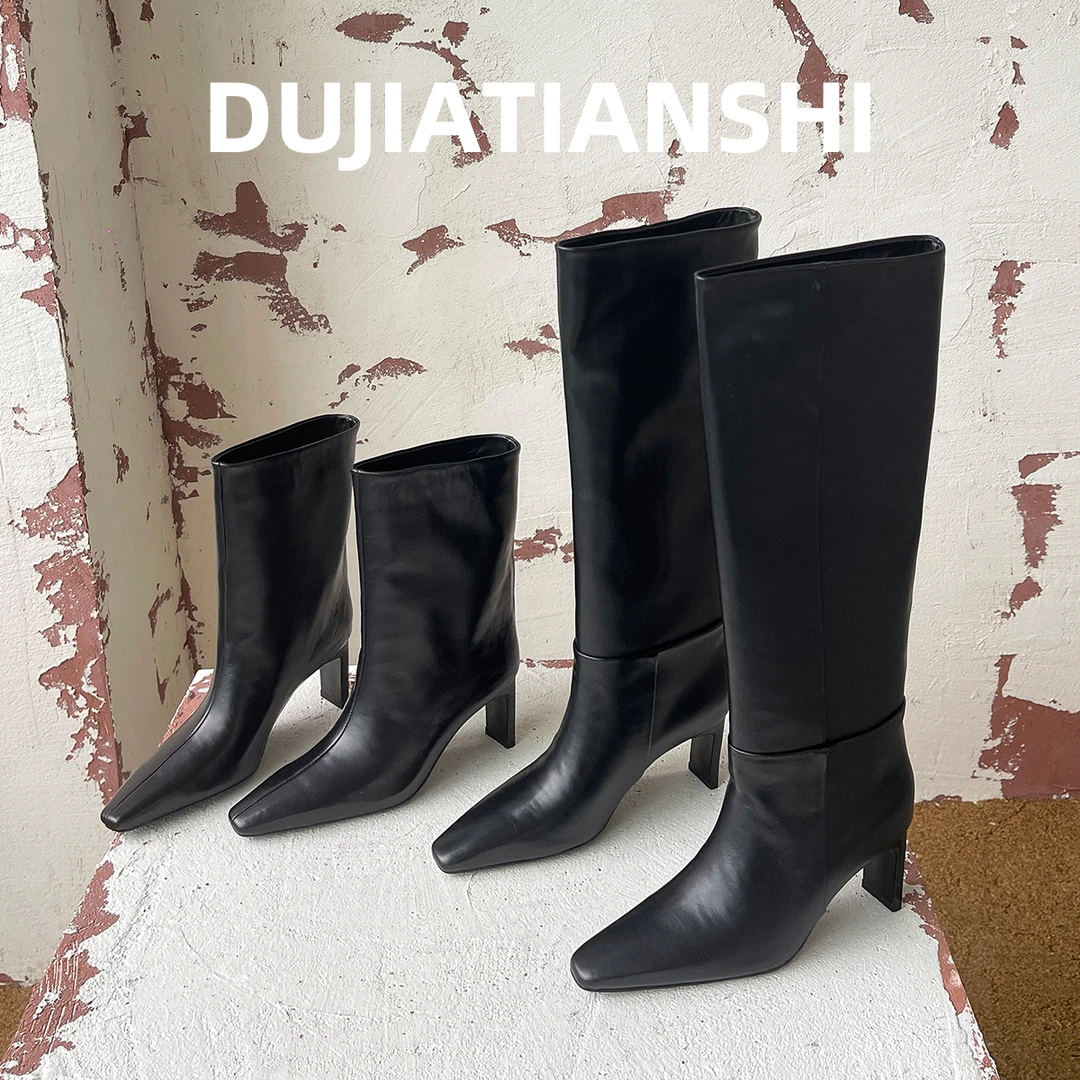 MS-788/法式小众方头高跟长靴烟管靴子女款秋冬推荐显瘦高筒靴子