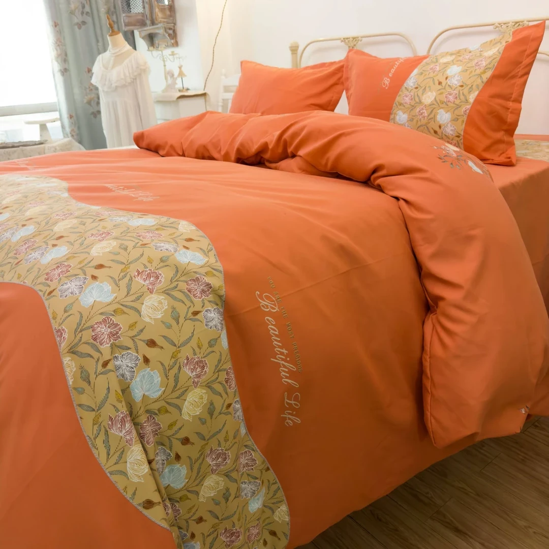 高支高密水洗斜纹棉被罩【盛典花枝】