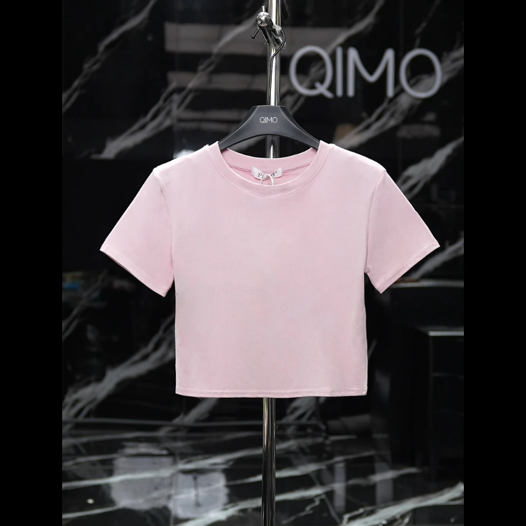 QIMO启茉（A0310#净版圆领T恤）粉色