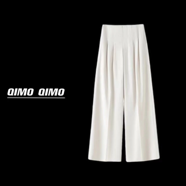 QIMO启茉（A911602#高腰西装阔腿裤）杏色