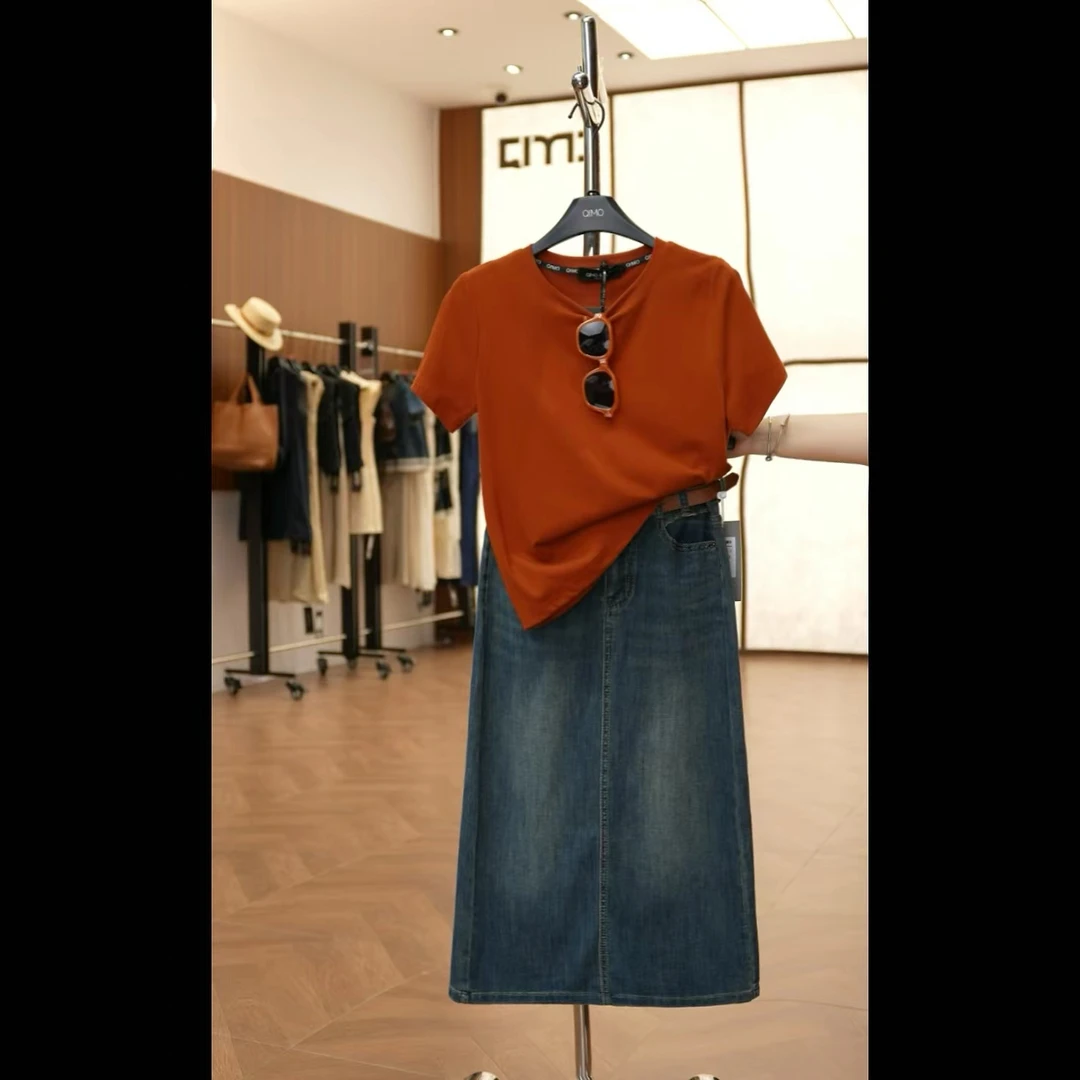QIMO启茉（A580453#C牛仔半身裙）蓝色