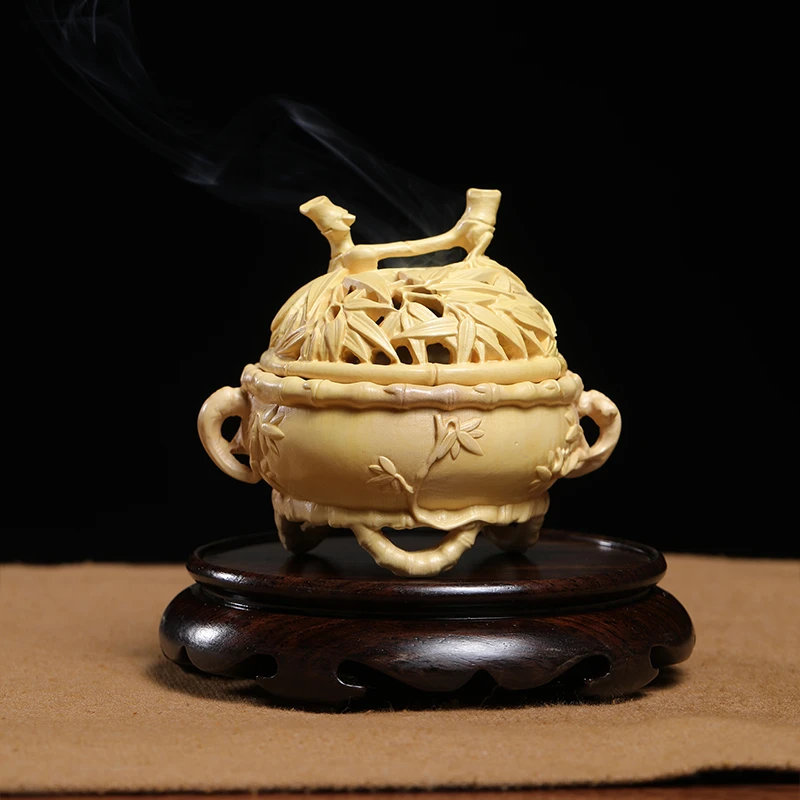 黄杨木精雕节节高升香炉盘香薰炉摆件家居办公茶桌装饰工艺品送礼