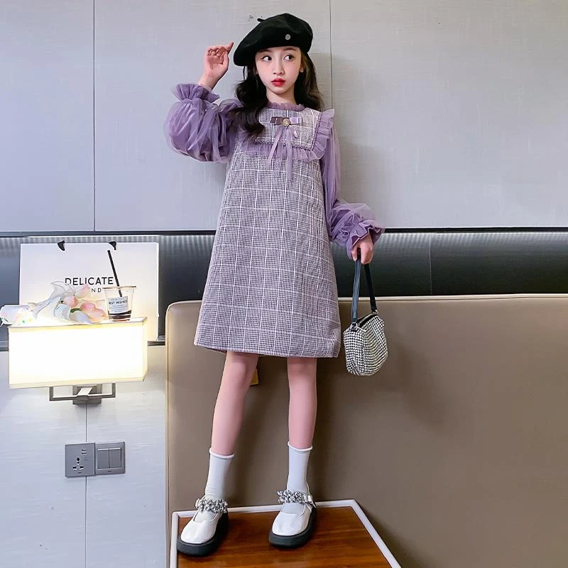 女童春秋款裙子2024新款潮装中大童连衣裙小香风女孩休闲时尚童装