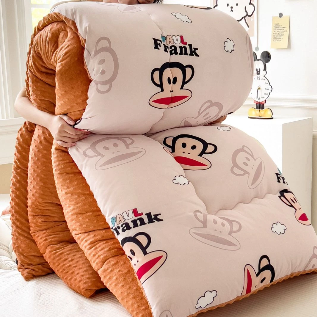 （卡通猴豆豆绒冬季）200*230橙色被子