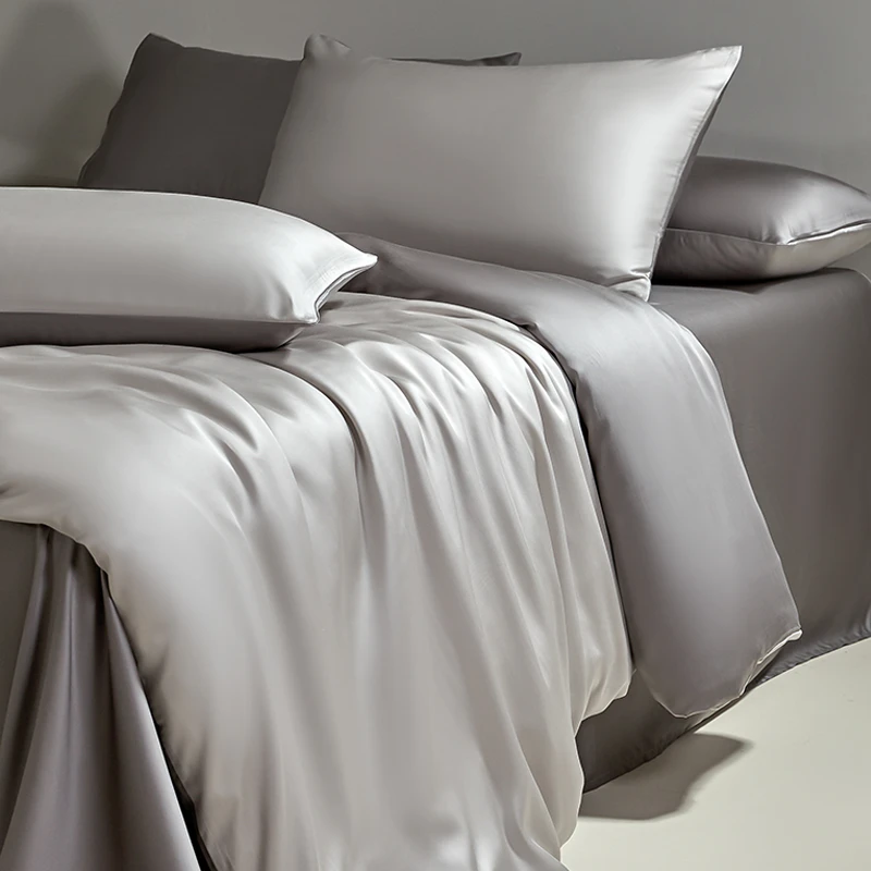 夏季天丝四件套冰丝轻奢床品裸睡被套单人宿舍三件套水洗凉感床单