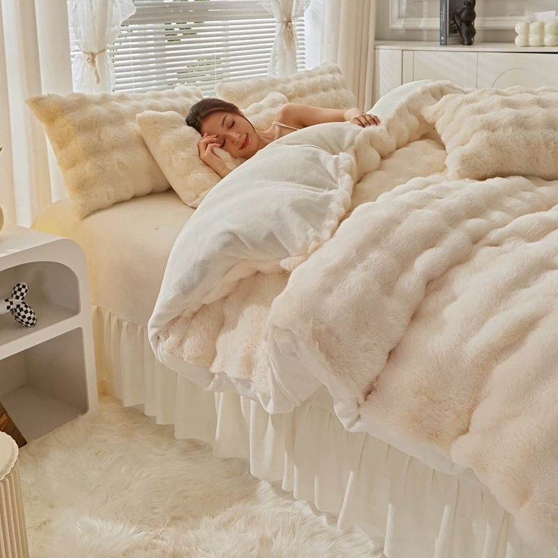 冬季双面加厚牛奶珊瑚绒床上四件套法兰绒面床品加绒床单毛绒被套
