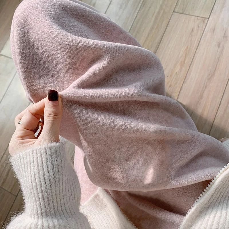 孕妇裤子春秋外穿针织毛巾布阔腿裤女2025新款宽松垂坠感直筒长裤