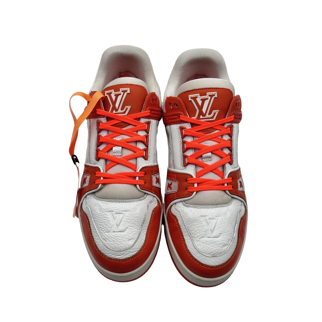 Lv/8.5码42.5码/白橙拼接trainer板鞋/97新/vv548/时尚潮流潮鞋