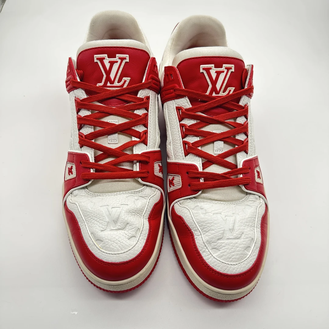 Lv/9码43码/白红拼接trainer板鞋/95新/时尚潮流男士