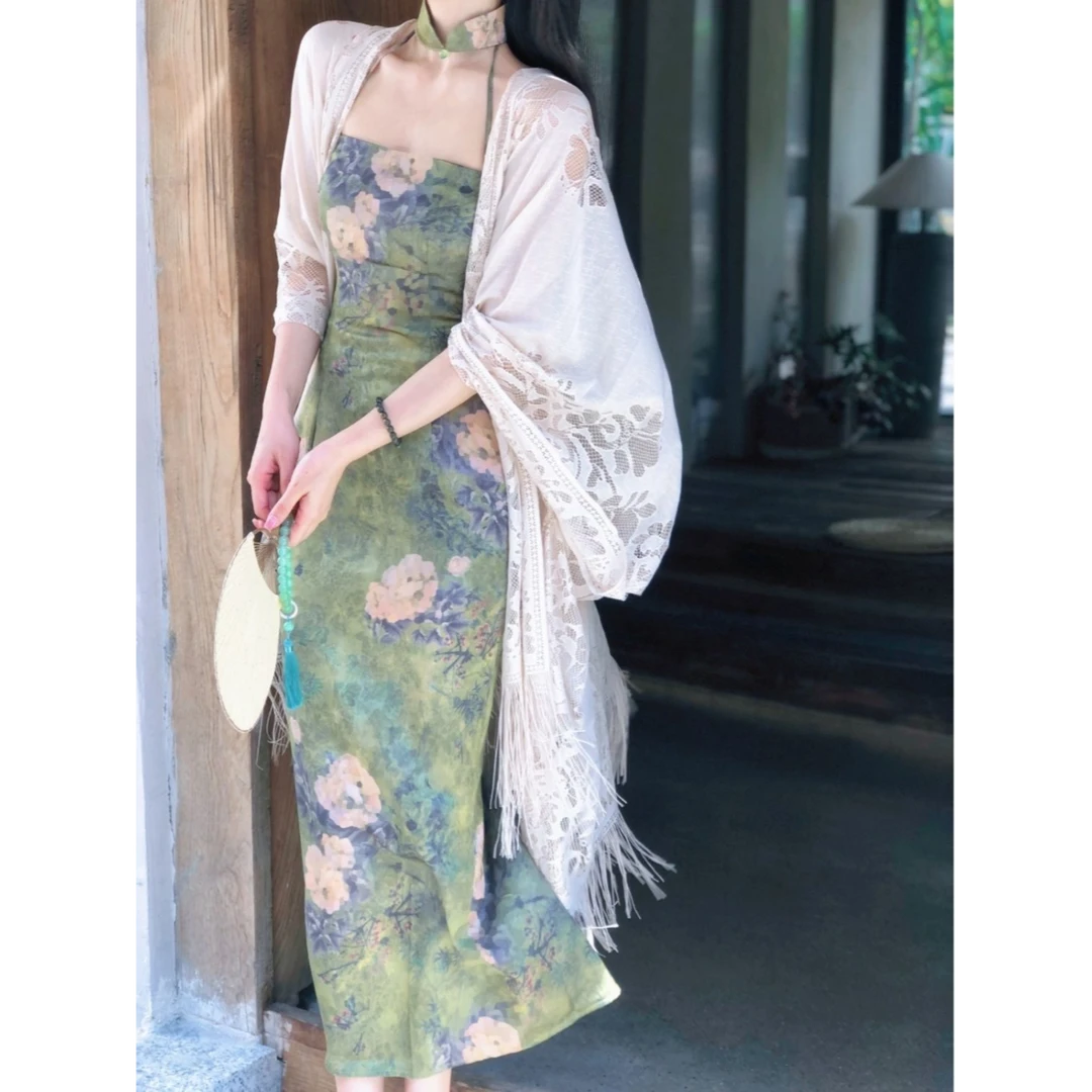 清冷新中式旗袍披肩外搭复古中国风少女连衣裙夏季防晒日常仙气