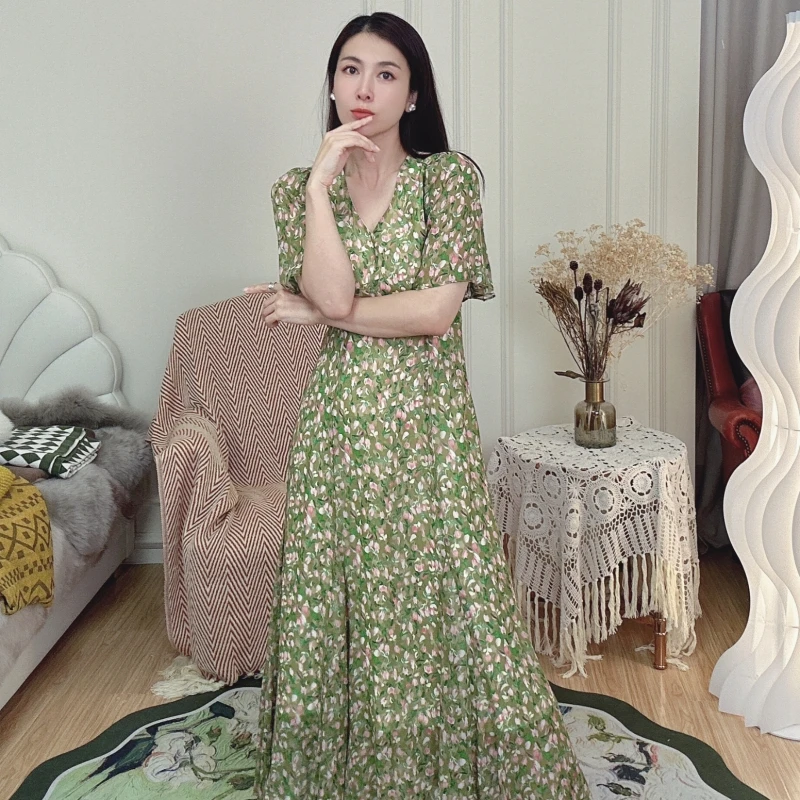 CCHUN希椿51222334女士连衣裙印花温柔宽松显瘦复古气质设计师