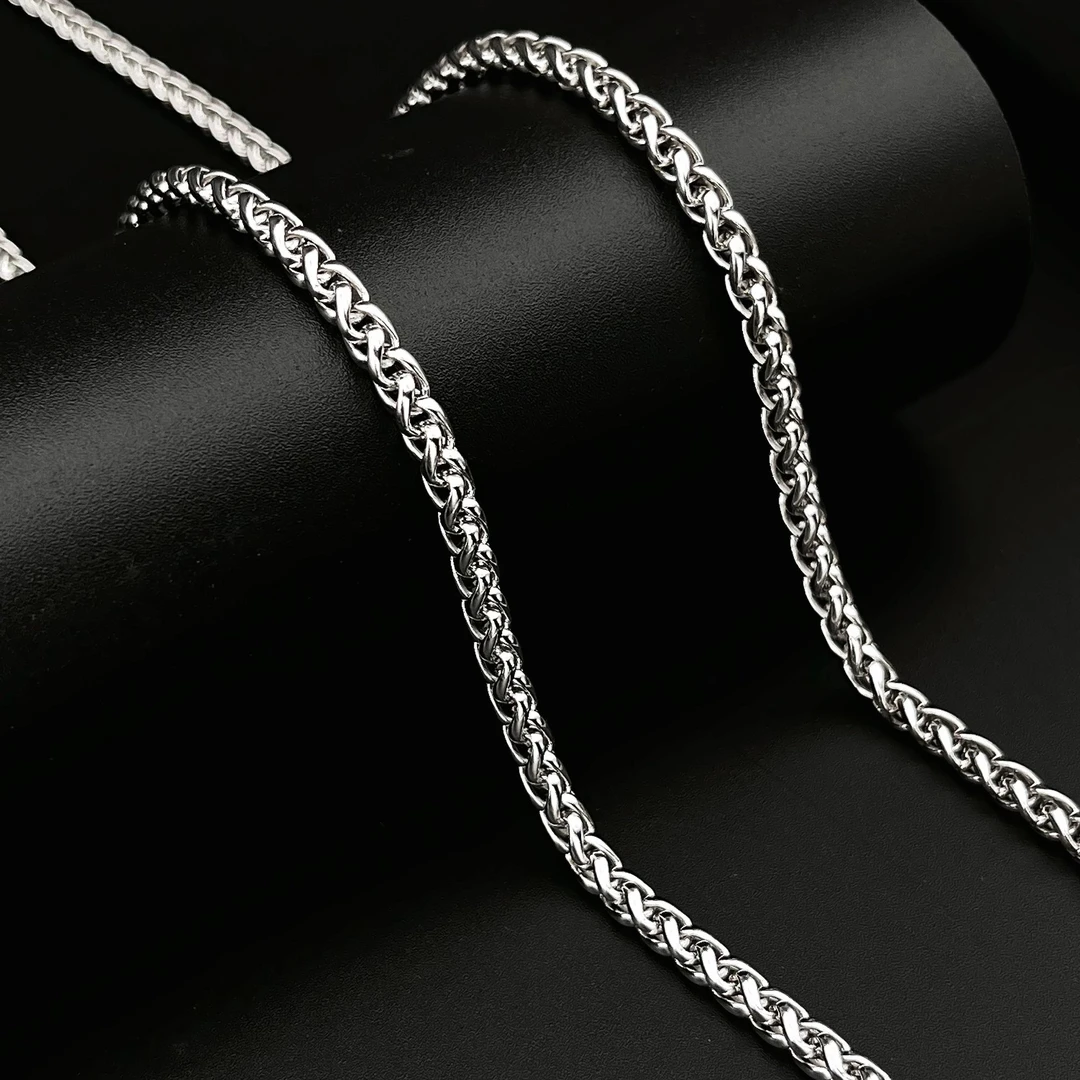 链子925银 链子白金银链子4毫米龙骨链男士纯银项链个性潮流素链.