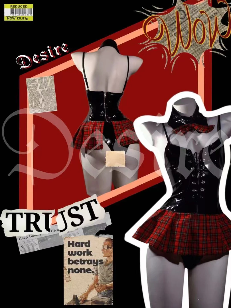 【Desire】《曼珠沙华》欧美漆皮少女清纯格子动漫二次元睡裙