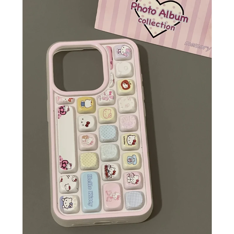 BANCA粉色kitty猫立体键盘苹果16手机壳适用iphone15防摔14全包13