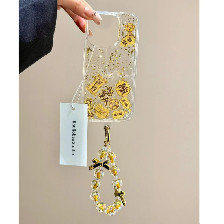 BANCA财神流动金闪粉适用iPhone16/15promax流沙手机壳14高级1312