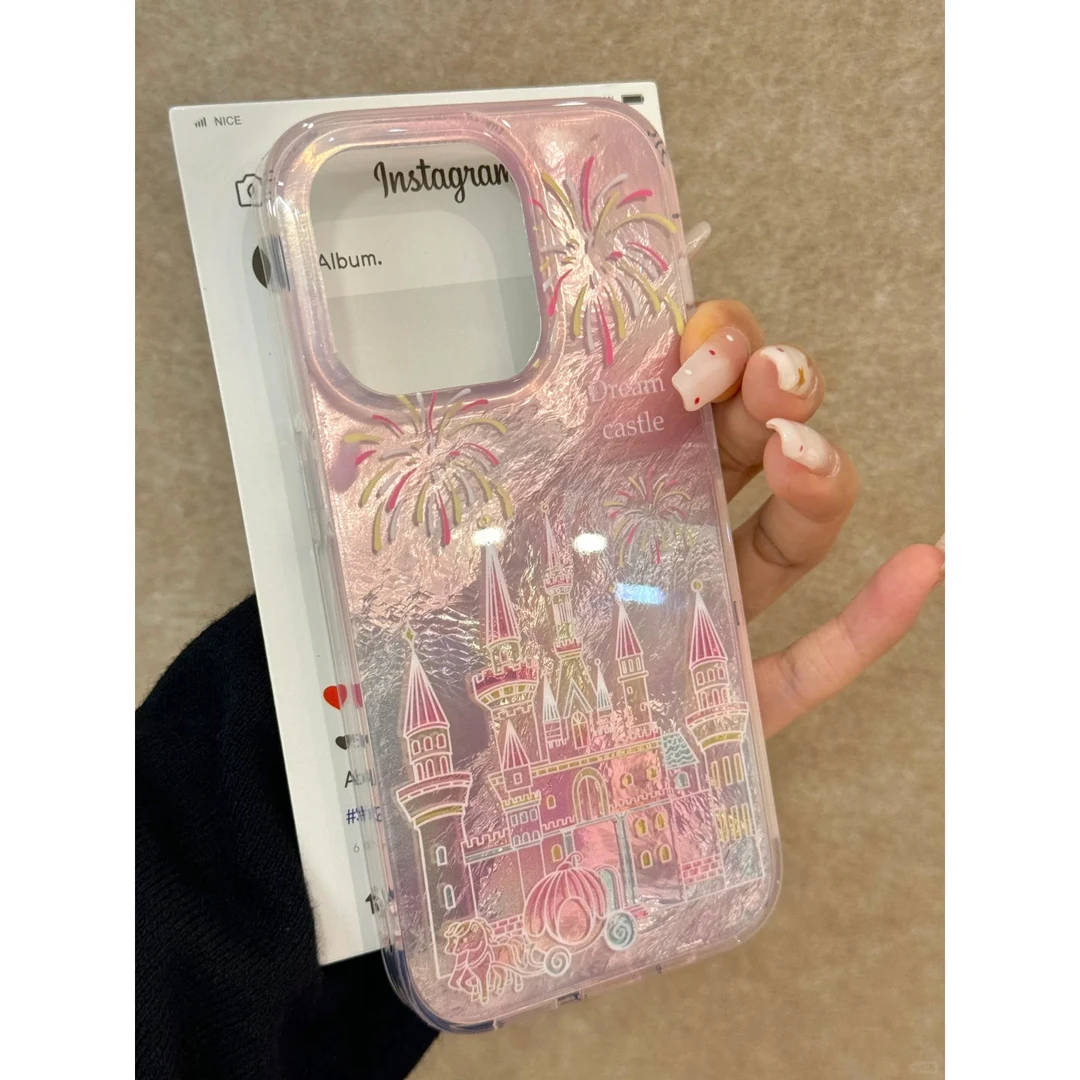 BANCA梦幻烟花城堡适用苹果16/15/14/13/12手机壳华为P70vivo小米