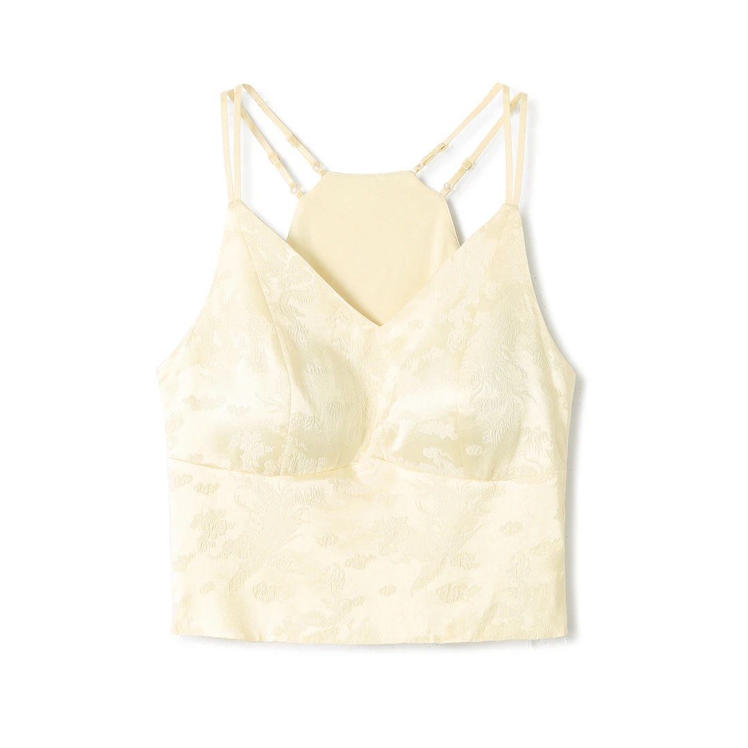 【龙凤】满分桑蚕丝 新中式重锻提花美背气质舒适百搭女背心WX2040