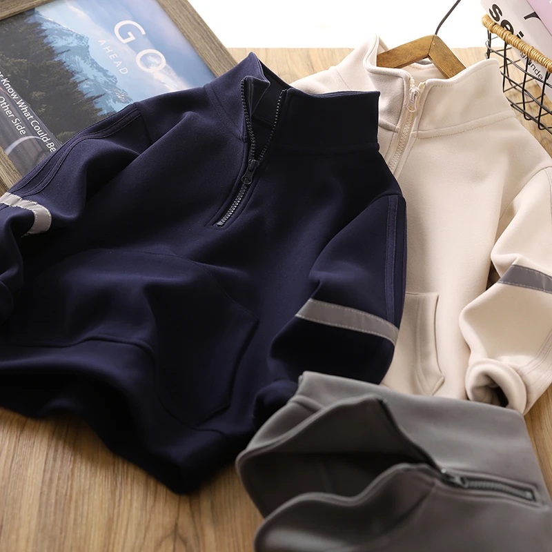 男童加厚卫衣冬装2023新款秋冬季儿童防风保暖polo衫男孩运动上衣