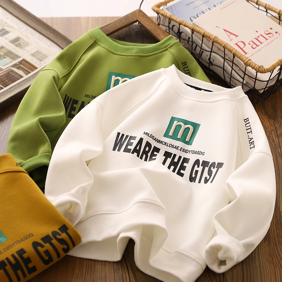 男童休闲卫衣2023春秋新款儿童字母时尚打底衫宽松韩版中大童上衣