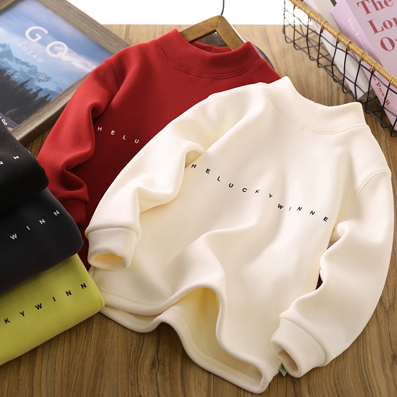 男童半高领打底衫冬款儿童加厚保暖上衣2023冬季新款男孩长袖T恤