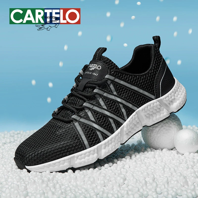 CARTELO/卡帝乐鳄鱼秋季新款镂空透气网面运动鞋薄款轻便舒适男鞋