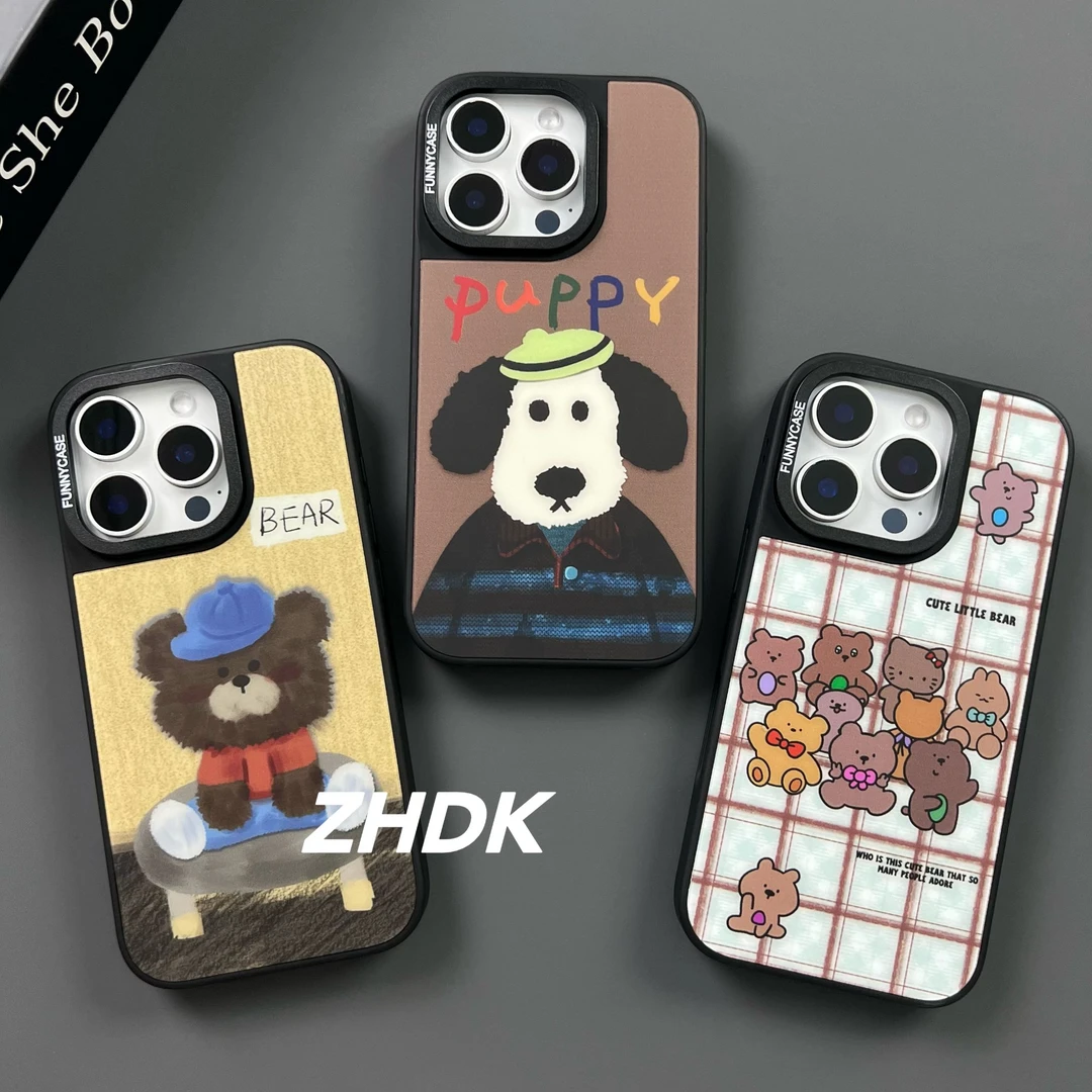 可爱卡通小熊高级感适用iPhone16promax手机壳苹果小众15/14肤感