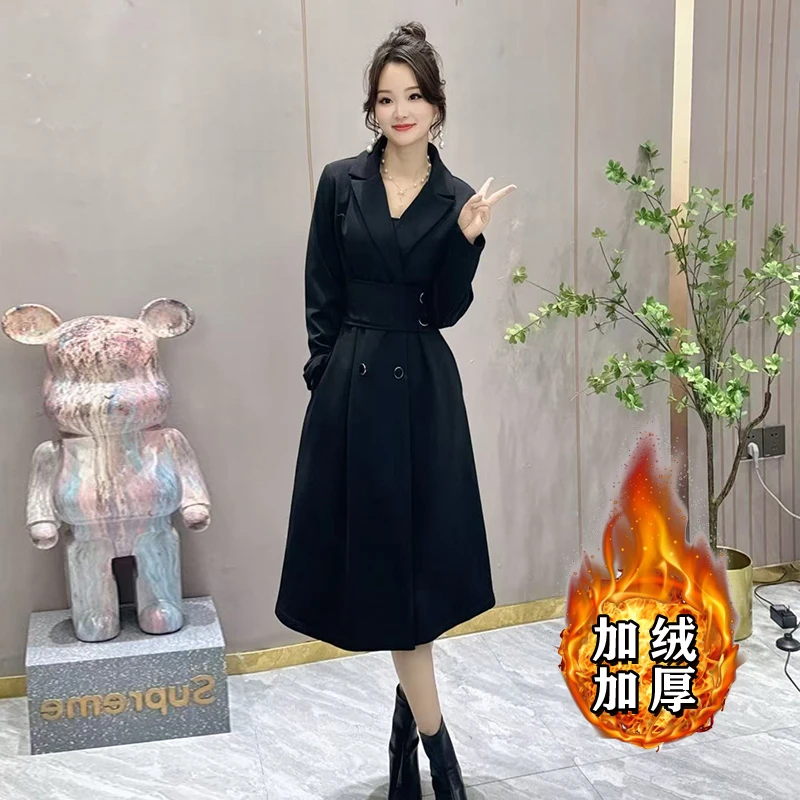 【琪琪】【加绒/常规】一衣两穿奢华高端新款女装西装小黑裙2508