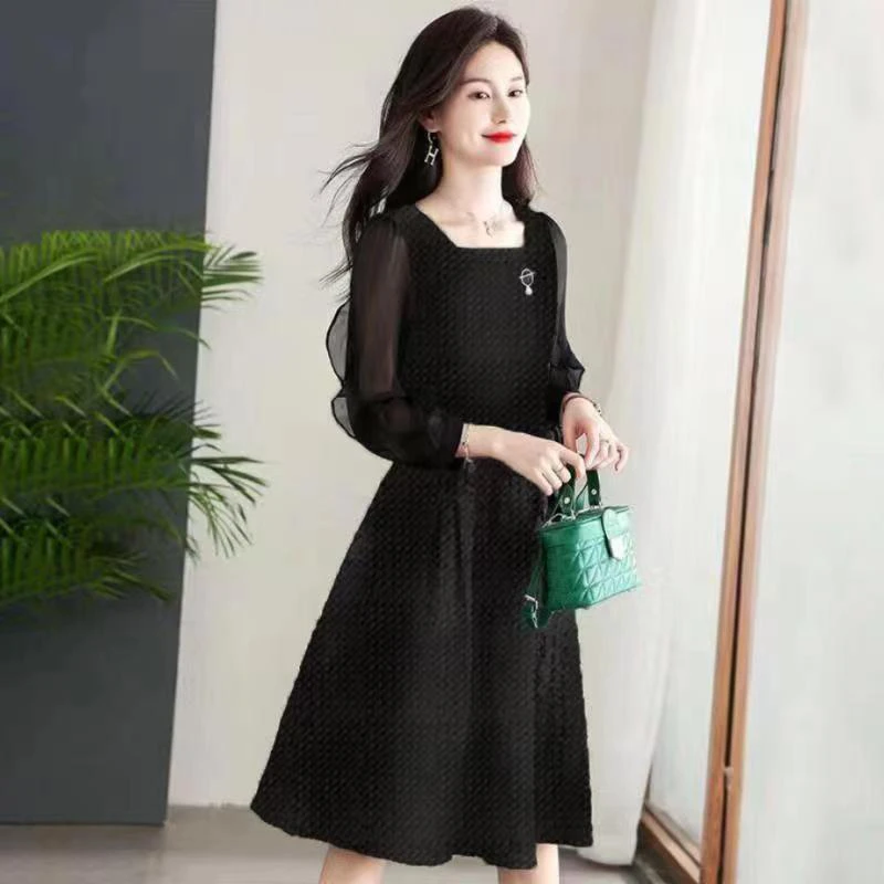宝藏衣橱黑色连衣裙时尚女装新款时尚气质显瘦裙子漂亮洋气女8512