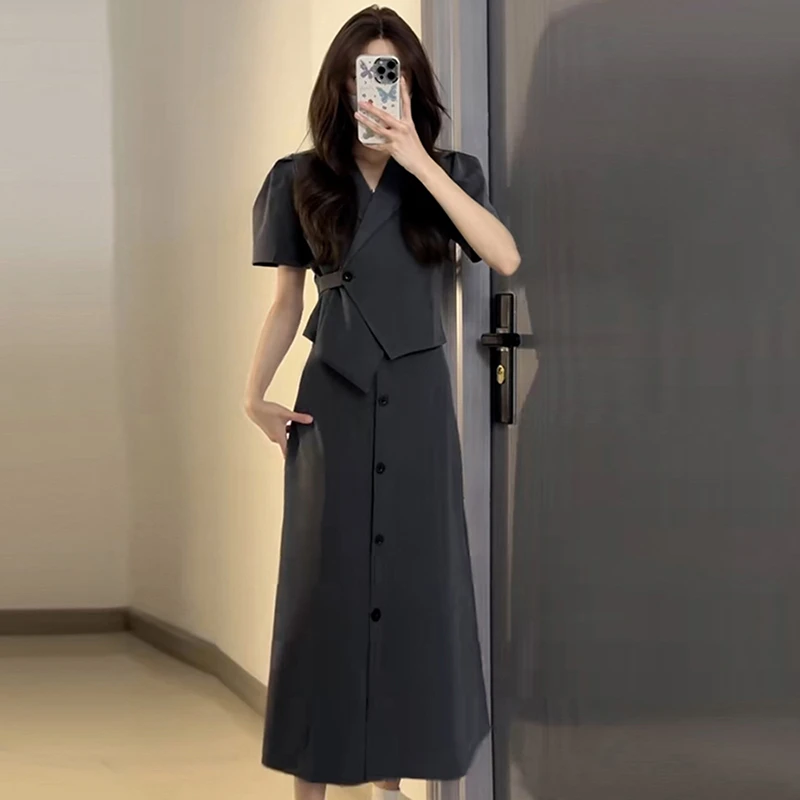 【两件套】洋气夏季新款连衣裙子女梨型一整套法式显瘦气质长裙1293