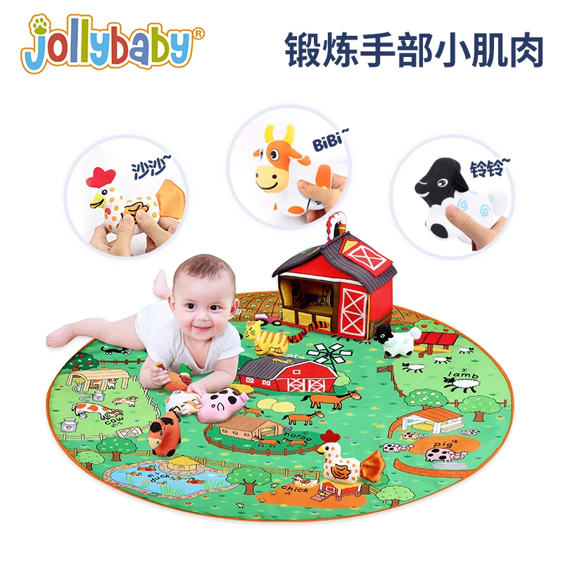 【jollybaby】儿童农场游戏毯认知专注力抬头训练爬行垫0-3岁玩具