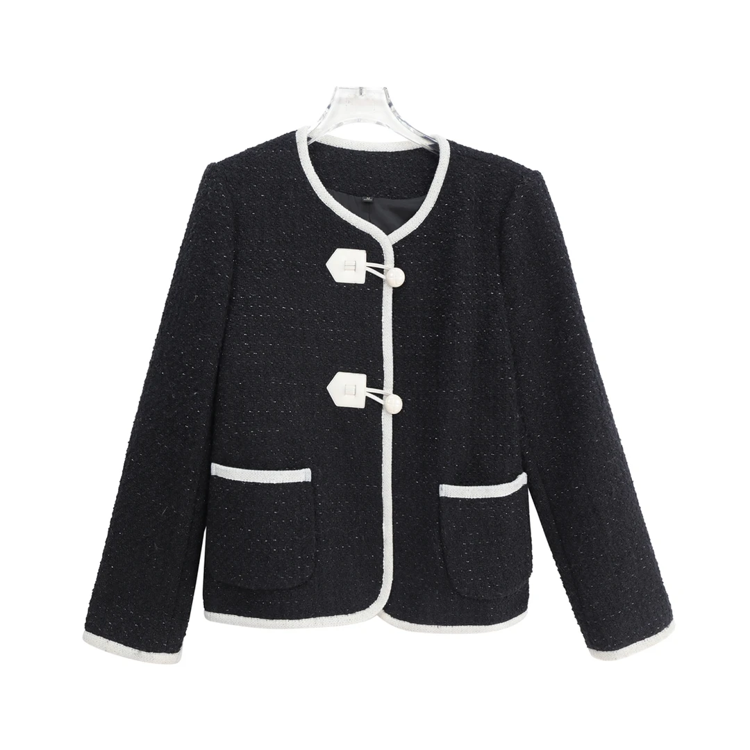 优雅小香风法式小众圆领赫本风短款外套S3215