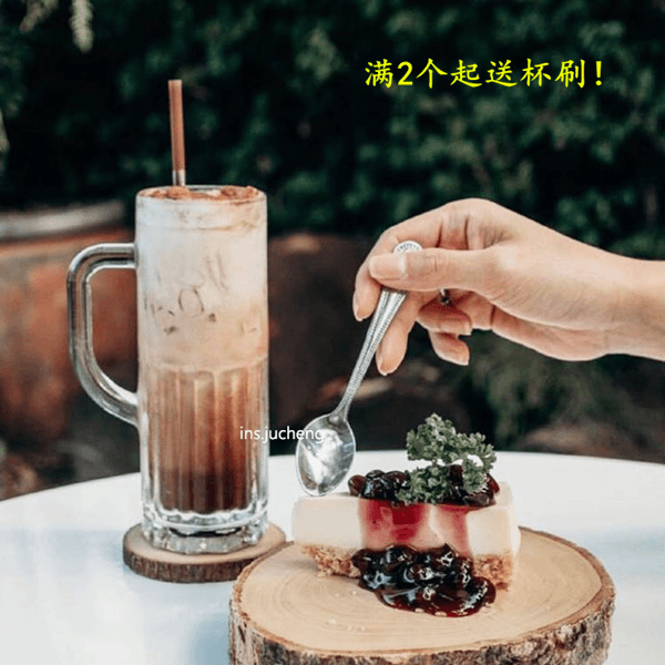 加厚耐热水果茶把杯玻璃饮料果汁杯奶茶杯啤酒杯餐饮奶茶店通用