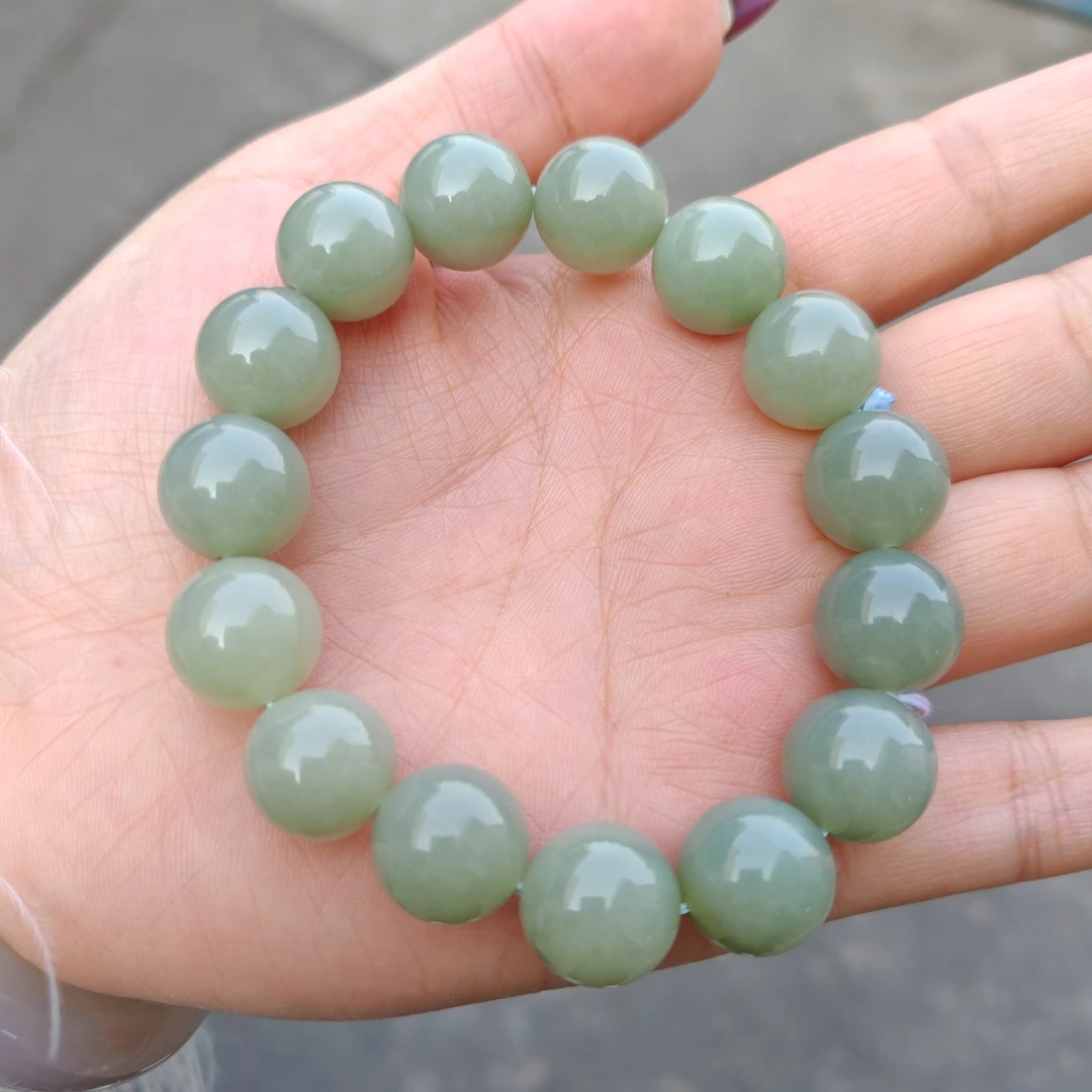 A314纯天然和田玉新疆料手串卡14 且末蓝天空蓝