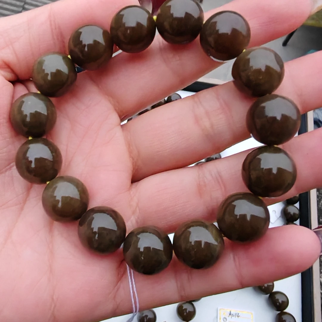 A214纯天然新疆和田玉且末糖手串卡14mm 多样性发货拍一发一