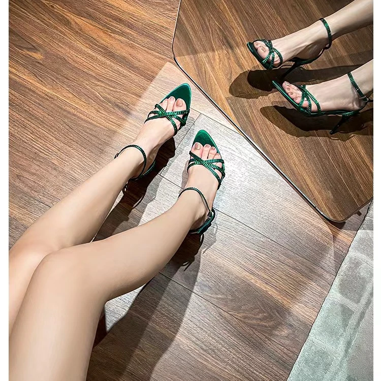 SLL(水钻）高跟鞋单鞋细跟夏季时尚气质法式一字带百搭仙女风