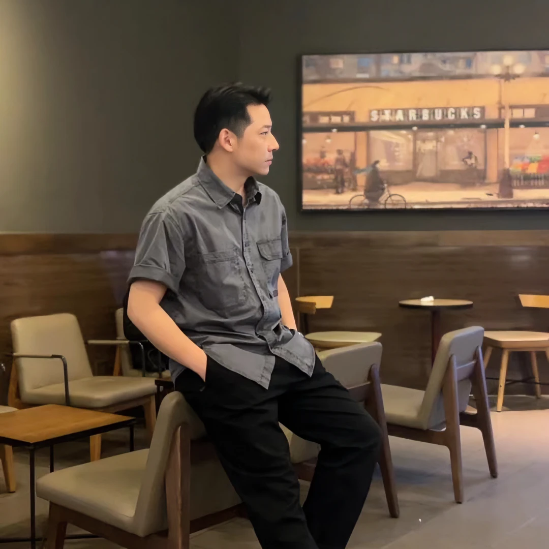 夏季阿美咔叽复古风休闲百搭重工水洗纯棉男士纯色宽松短袖衬衫