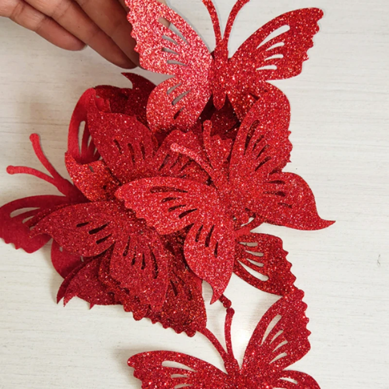 红色蝴蝶婚房装饰卧室客厅背景墙布置婚礼婚庆开关套优品