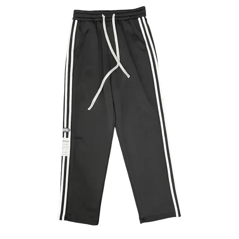 【轻奢男装】潮牌春秋季条纹抽绳贴布大方时尚百搭宽松休闲裤X2052