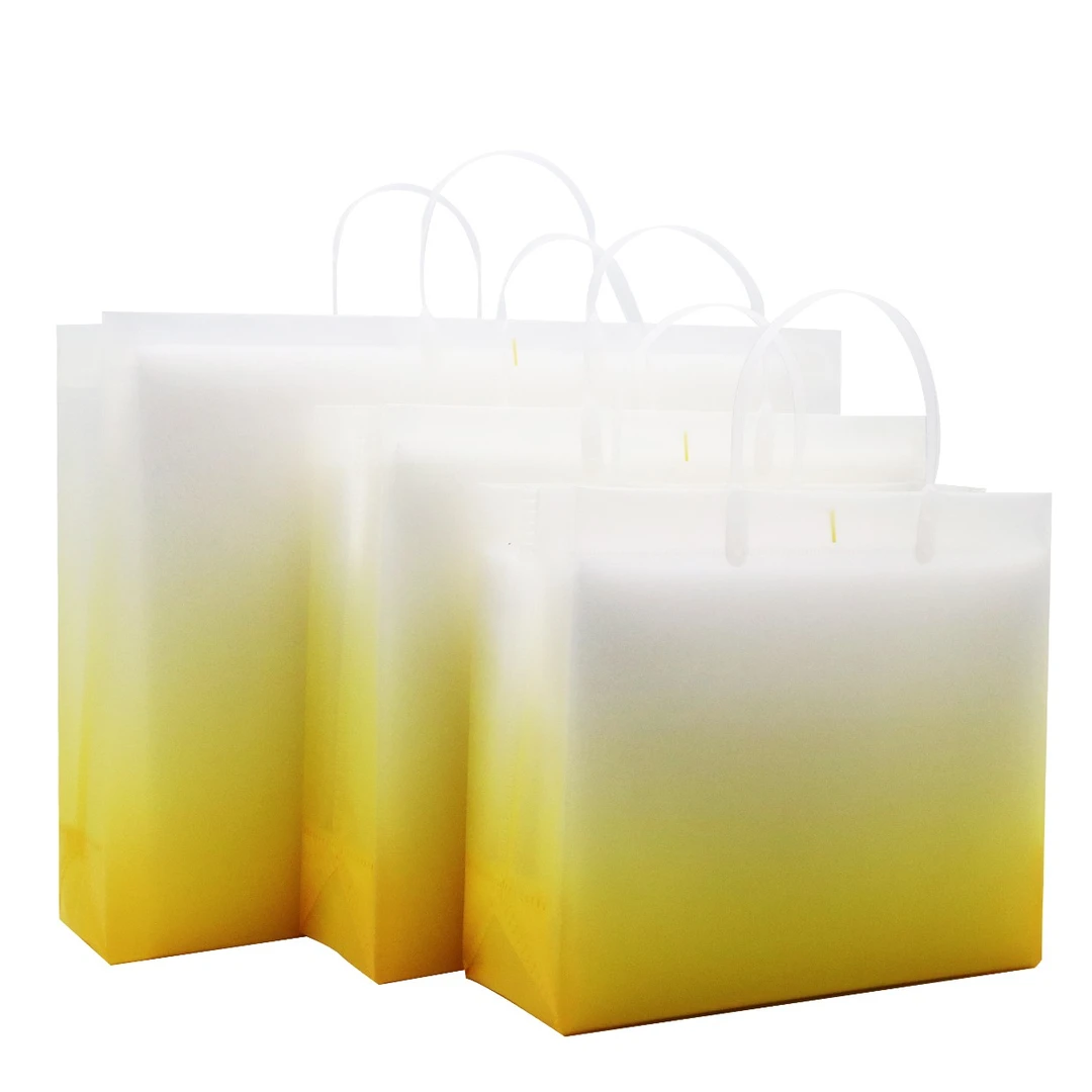 冲大孔复合立体黄色手提袋2023年新款潮流版装购物袋可定字渐变色