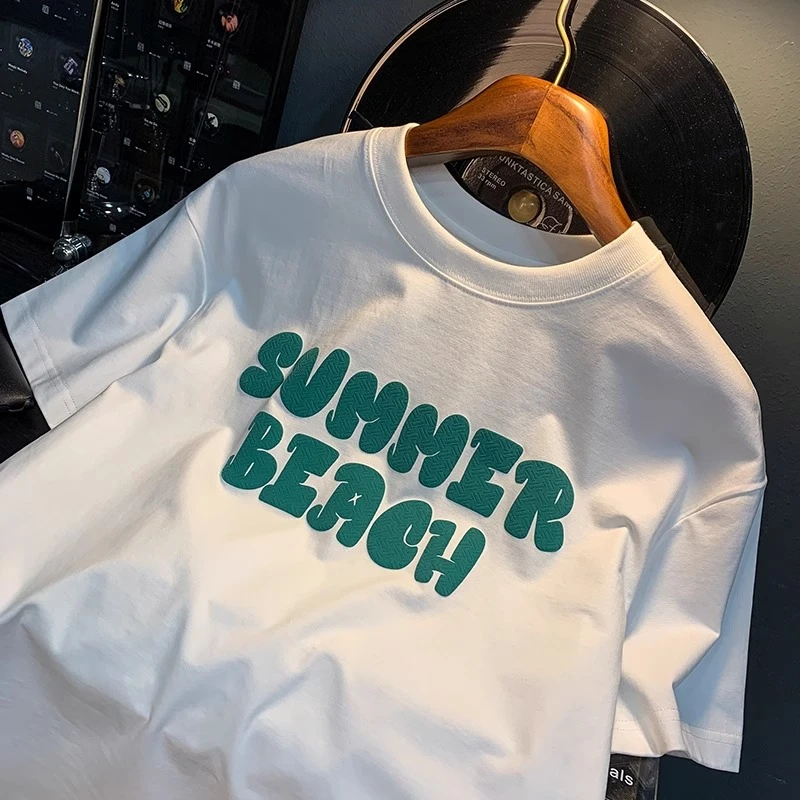 GS薄款t恤男士夏季新款印花半截袖衣服时尚吸汗透气圆领短袖衫男