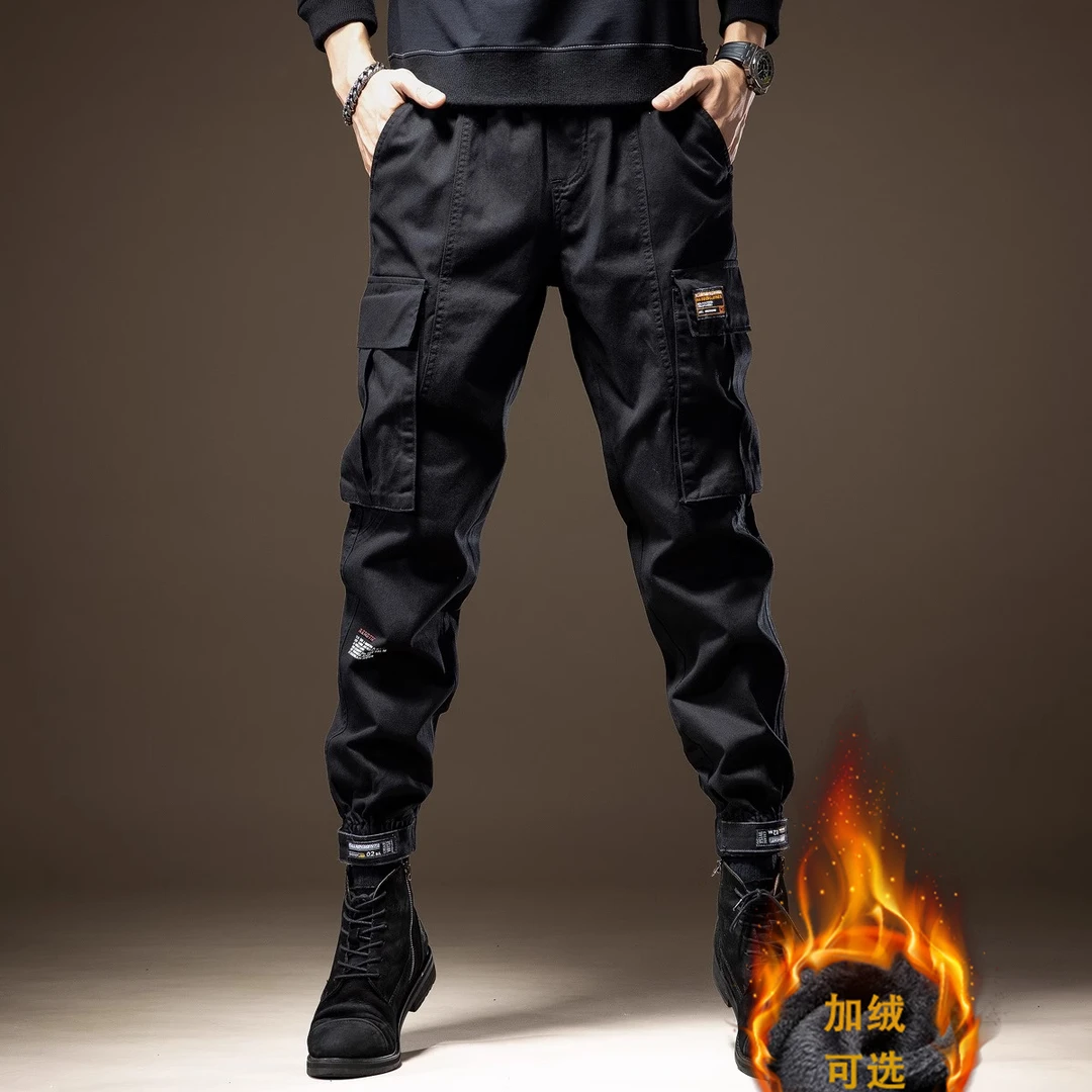 GS美式重磅户外耐磨工装裤男士秋冬季加绒多口袋宽松束脚休闲长裤