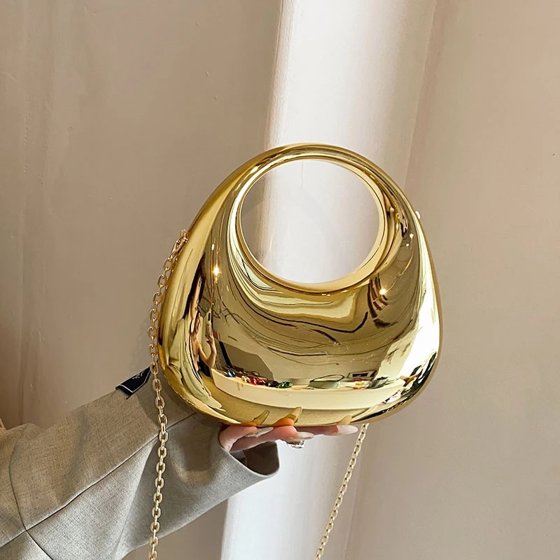 亚克力包包2024新款时尚女士手提包金色盒子包链条单肩斜挎包女包