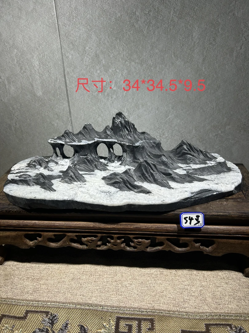 天一石坊 灵璧石摆件 手工雕刻（54）尺寸：34*34.5*9.5