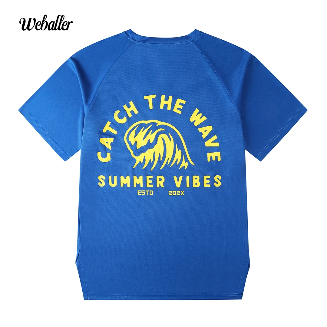 WEBALLER美式夏季短袖投篮服浪投印花训练篮球T恤清凉运动圆领