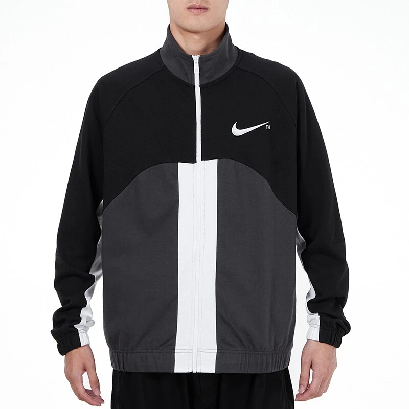 Nike  撞色拼接针织立领Logo夹克外套男款黑色送男生 DD5982-010