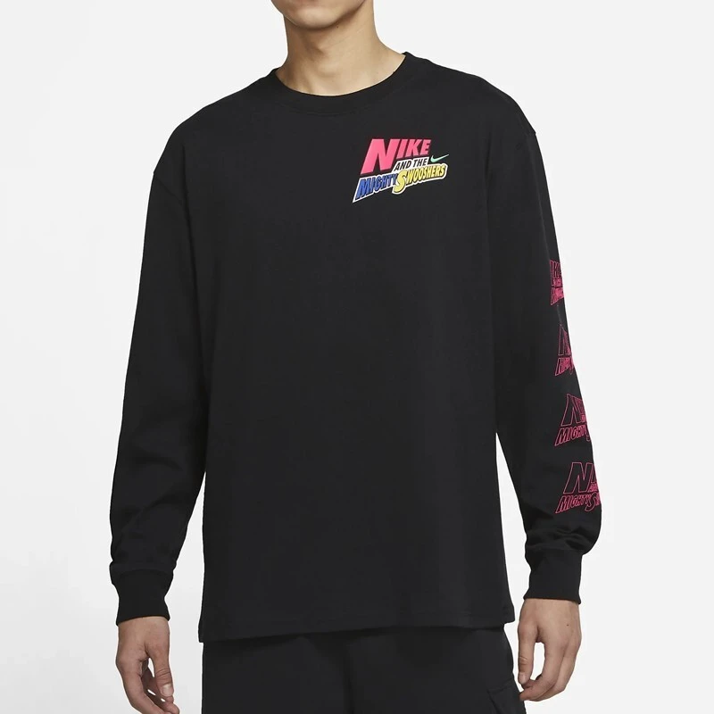 Nike Sportswear运动休闲字母印花长袖T恤男款黑色  DM7916-010