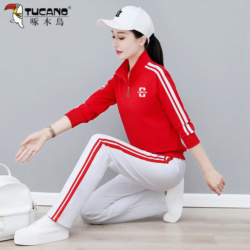 【官方品牌】啄木鳥运动服套装女2023新款春秋季时尚宽松休闲两件套